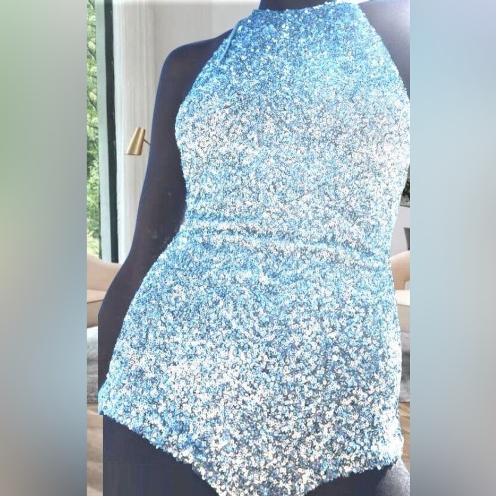 Zara Women's Silver sequin Jumpsuit - Picture 4 of 9